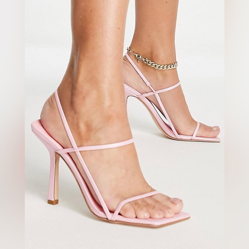 Public Desire Rayelle Heeled Sandals With Square Toes In Pink